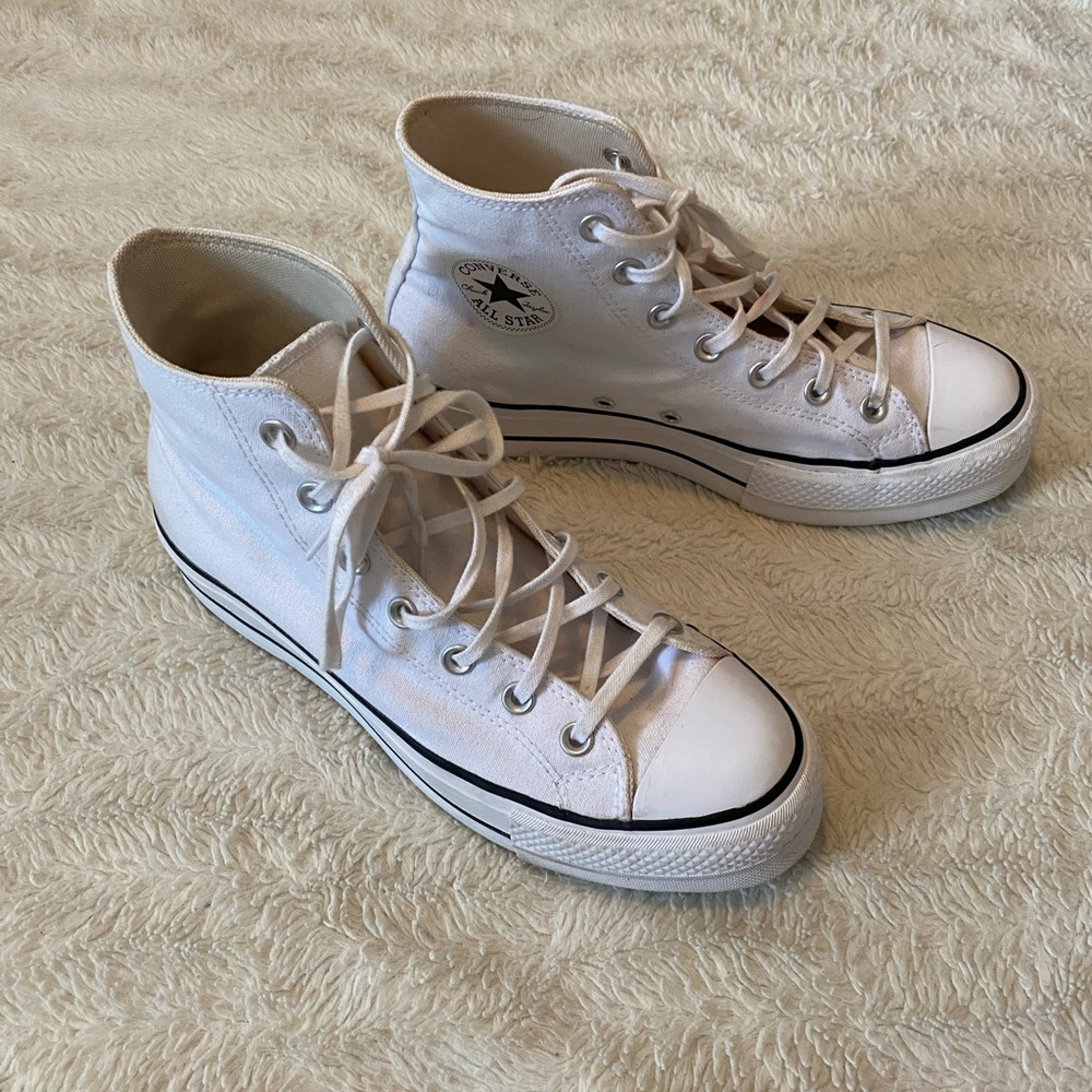 Platform White Canvas Converse Size 9